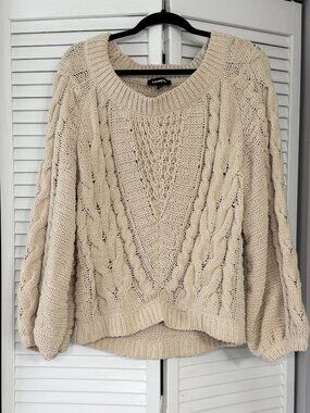 Express Cable Knit Sweater Size Medium, Creamy